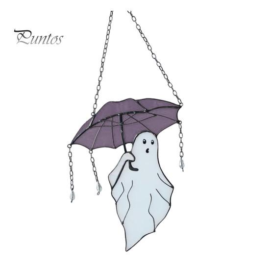 Halloween Umbrellas Ghost Hanging Decoration Home Office Indoor Outdoor Stained Glass Cartoon Ghost Wall Window Hanging Ornament
