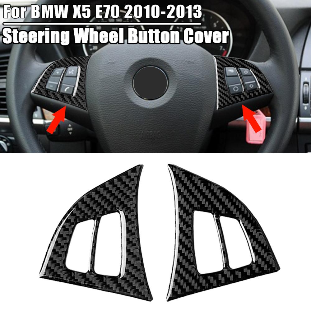 Car Styling For BMW X5 E70 Car Internal Steering Wheel Buttons Frame Stickers Covers Trim Carbon Fiber Interior Auto