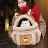 Carrier Bag for Small Pet Dog Carrier Backpack Portable Cat Travel Carrier Winter Pet Cage Plush Warm Carrier for Kitten