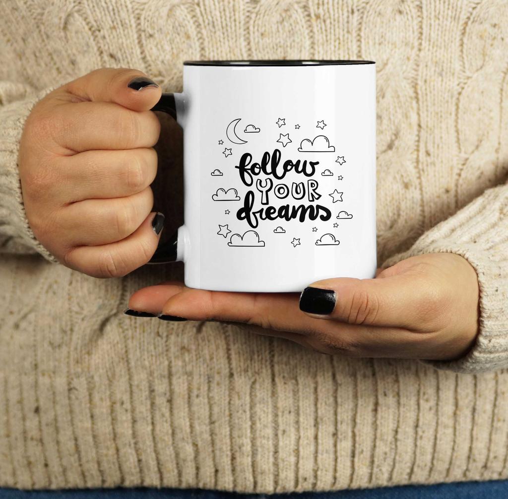 Inkdotpot 11 унций керамическая кофейная кружка Следуй за своими мечтами Вдохновляющие поощрения Мотивирующие цитаты Подарок для сотрудников, начальников, коллег
