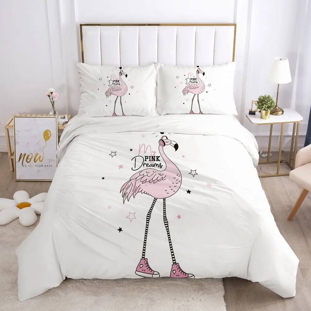 Lovely Pink Bedding Set Duvet Cover 140X200 For Girl Bedroom Quilt Cover Pillowcase Duvet Cover Bed Single Double Size(No Sheet)