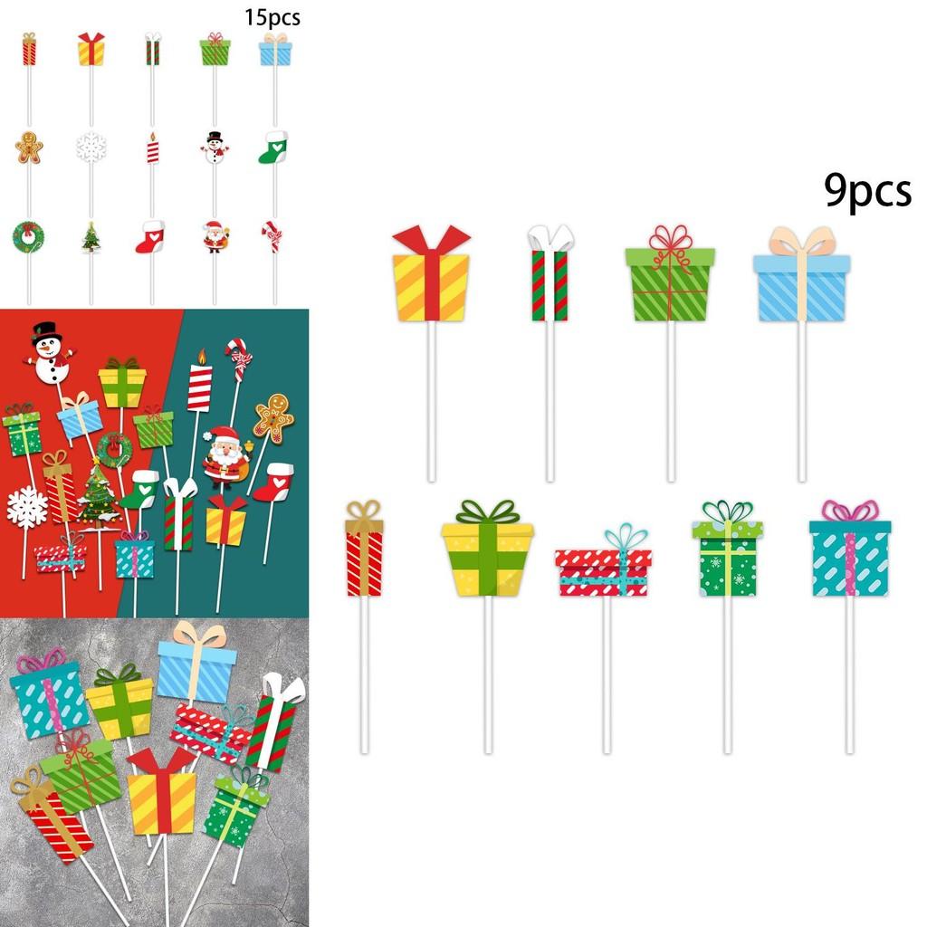 Набор рождественских флажков для торта из бумаги для праздничной выпечки и украшения десертов