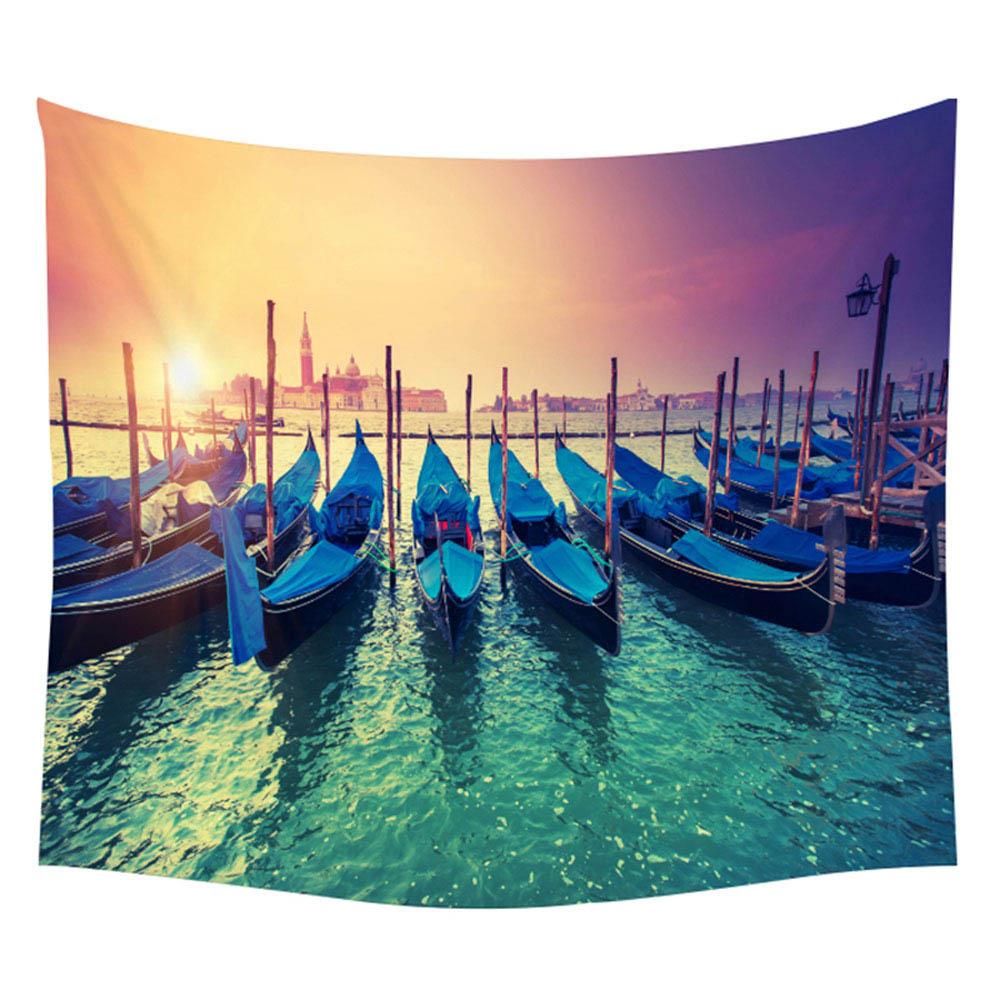 Солнце, море, гобелен, океан, пляж, стена, вода, пейзаж, украшение для пляжа, голубое облако, синее матовое одеяло, полиэфирный гобелен