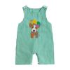 Baby Summer Rompers Soft Plaid Puppy Pattern Button Sleeveless Crew Neck Newborn Jumpsuits