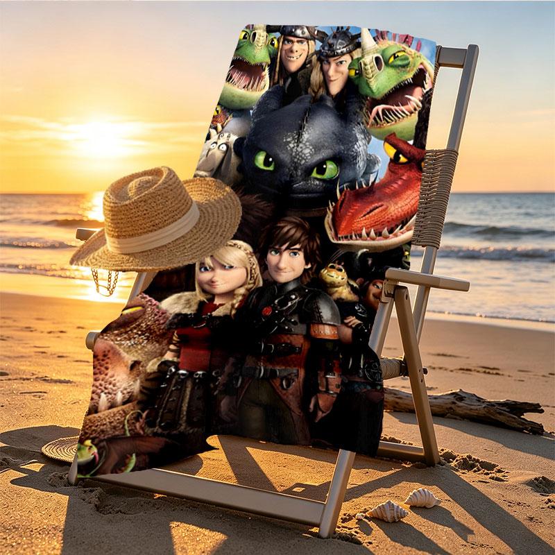 How to Train Your Dragon Print Beach Towel Design, Soft, Lightweight. for Home Bathroom, Spa, Pool, Yoga, Surfing, Camping, Gift for Family, Friend