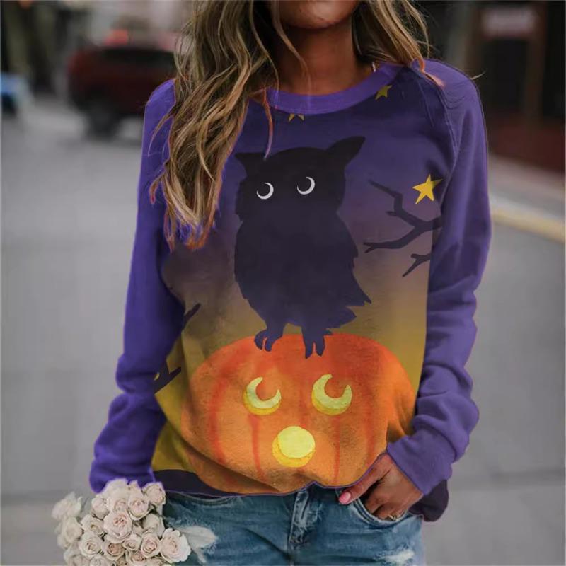 Shoulder Sleeves for Spring Autumn Comfortable and Fashionable Simple and Loose 3D Digital Printed Women's Clothing Pullovers & Long Sleeves