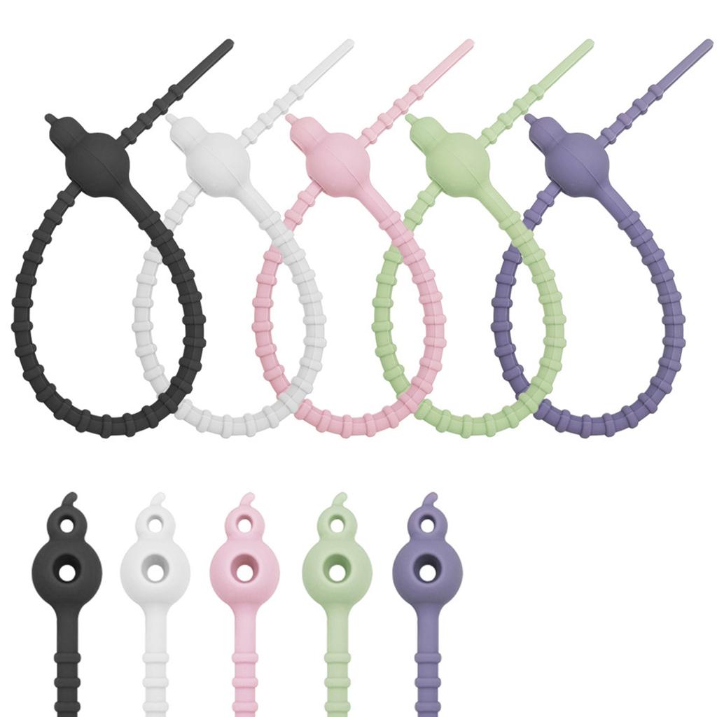 5 шт. силиконовых кабельных стяжек, многоразовые резиновые стяжки, многоцелевые эластичные органайзеры для проводов, инструмент для уборки резиновых шнуров