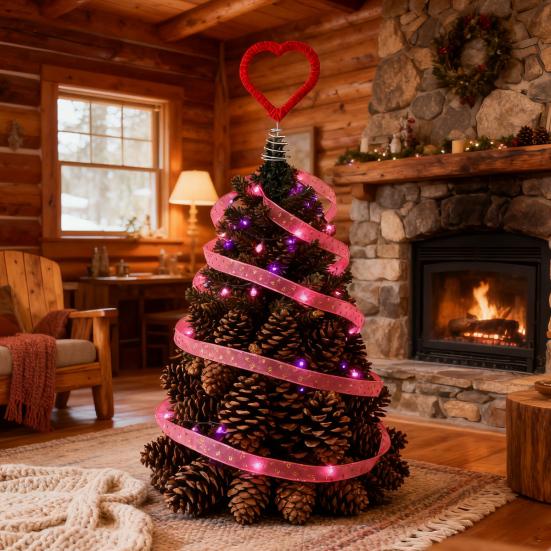 Heart Shaped Tree Topper for Valentine's Day Treetop Red Heart Decoration with Spring for Home Wedding Holiday Party Supplies