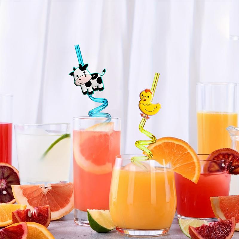 6 шт. мультяшные соломинки для питья в виде животных, многоразовые соломинки для детей, день рождения, фестиваль, вечеринка, свадьба, украшение, принадлежности для вечеринки в честь рождения ребенка