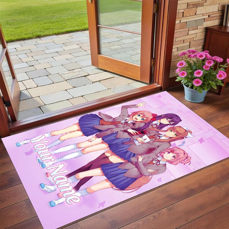 Crystal Velvet Rug Custom Name Text, Soft Non Slip Floor Mat Home DecorDoki Doki Literature Club
