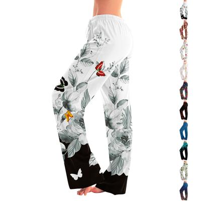 Женские милые брюки с цветочным принтом на завязках, повседневные пижамные брюки
