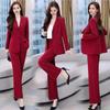 2 Pcs/Set Women Coat Pants Set Lapel Single Button Mid Length Cardigan Long Sleeve Jacket Wide Leg High Waist Straight Trousers Lady Formal