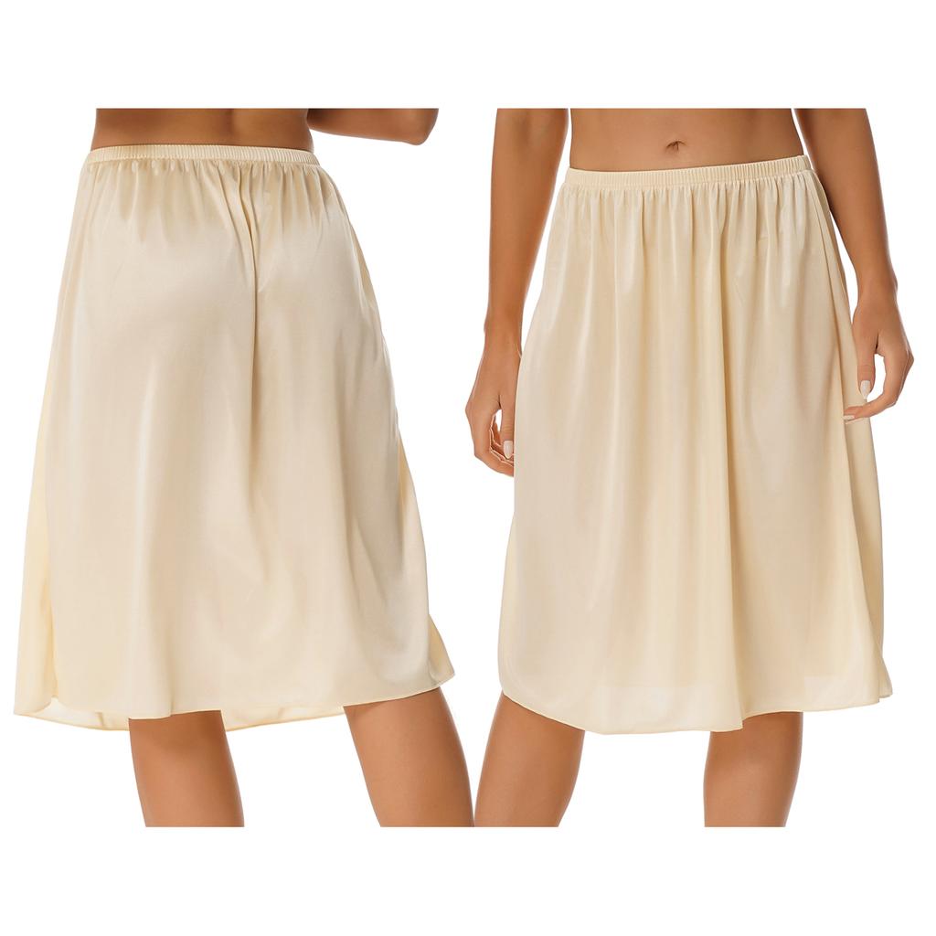 Женская однотонная нижняя юбка с эластичной резинкой на талии, внутренняя юбка-миди, длинная нижняя юбка