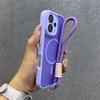Роскошный прозрачный магнитный чехол для iPhone 16 15 14 13 12 Pro Max Plus С цепочкой-ремешком на запястье Для беспроводной зарядки Magsafe Защитная крышка
