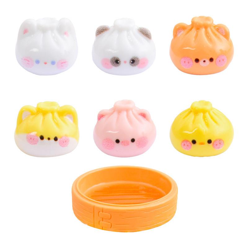 8Pcs Mini Cartoon Steambox Animal Miniatures Resin Breakfast Ornaments Fairy Garden Decoration Micro Landscape*-*&