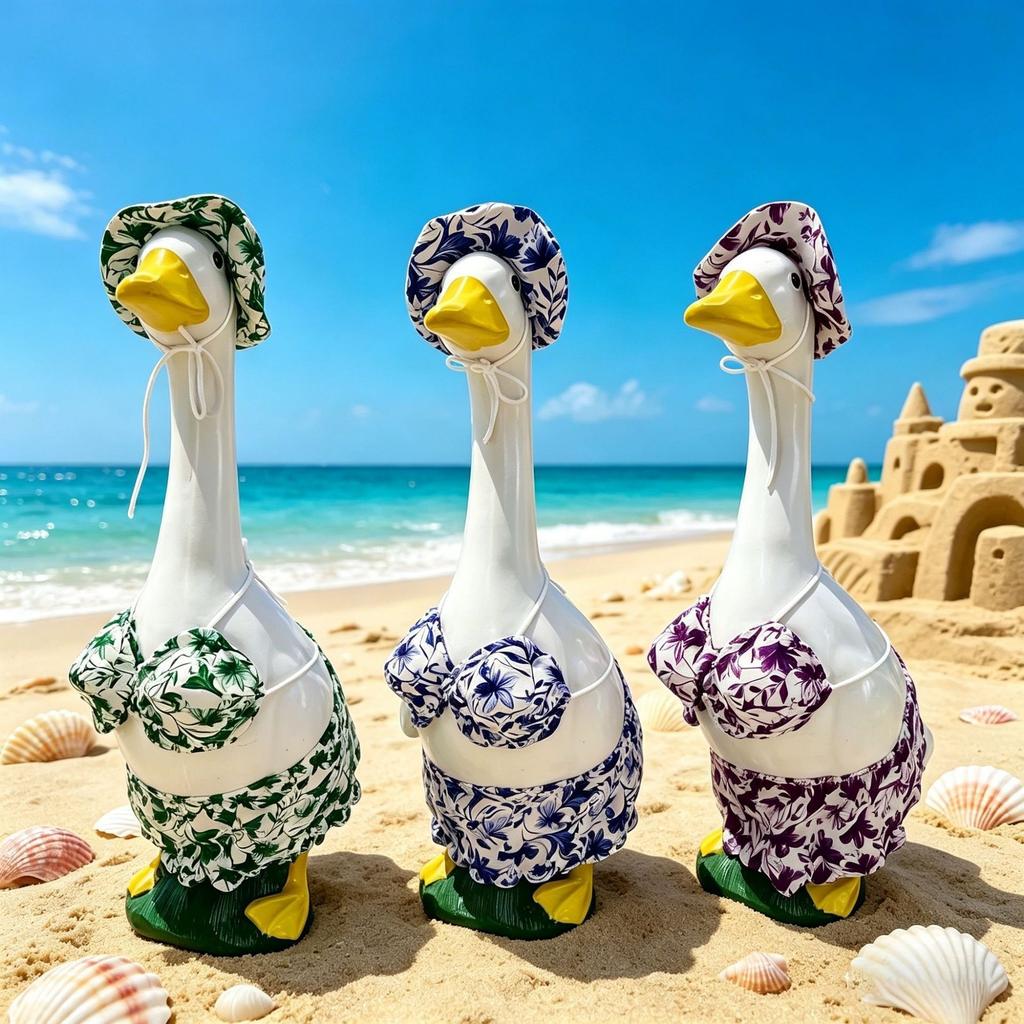 Porch Goose Decoration Clothes Set Waterproof Raincoat Bikini Ghost Outfit for 23 Inch Lawn Garden Statue Costume