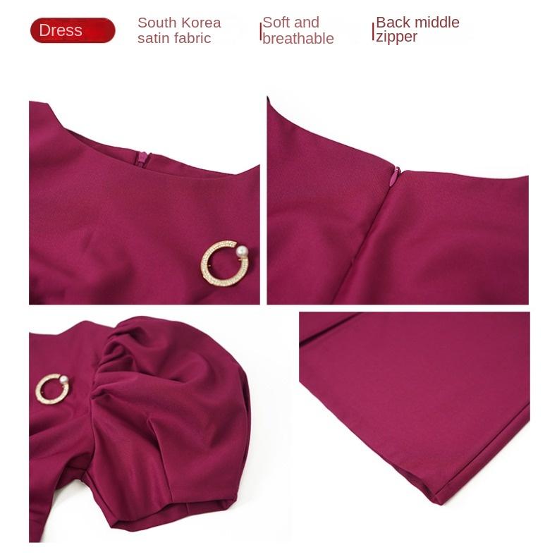 GMXIA Летнее женское элегантное темпераментное облегающее благородное фиолетовое платье с объемными рукавами на талии