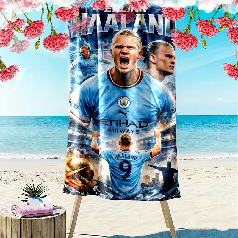 1pc Erling Haaland Beach Towel, Soft Beach Towel Suitable for Beach Swimming, Outdoor Camping and Traveling