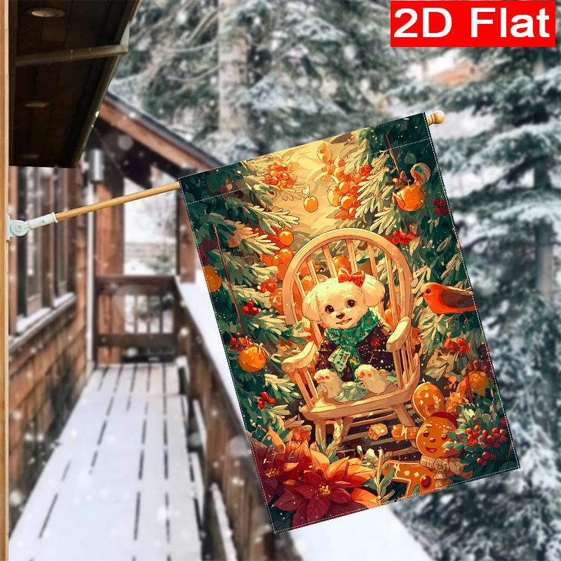2D Flat - 2D Flat - 2D Flat - 2D Flat - 2D Flat Christmas Red Bottom Marzis Dog Garden Flag X 4 (1) Outdoor Garden Flag Double-Sided Home Decoration