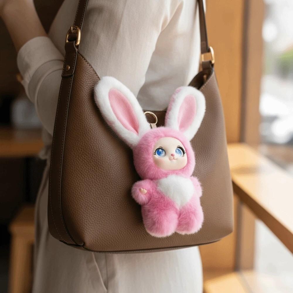 Big Ear Rabbit Plush Keychain Bag Hanging Bunny Plush Doll Pendant Rabbit Doll Figures Car Decor