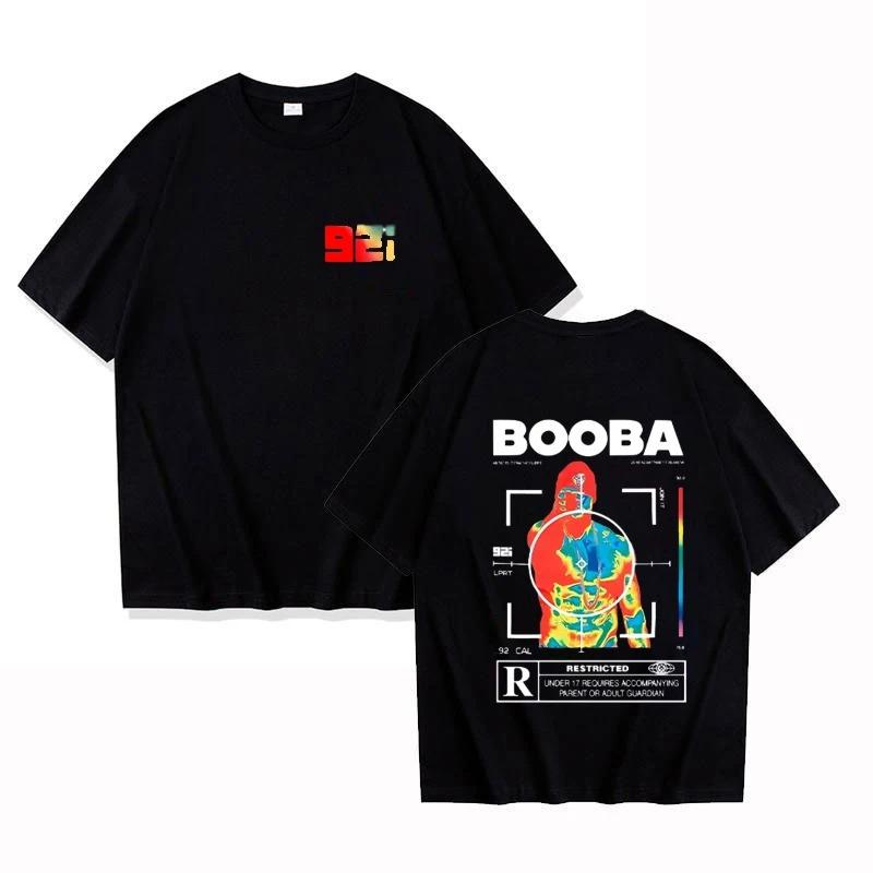 b20 Men's high-quality and fashionable short-sleeved T-shirt with BOOBA pattern print men's casual Harajuku street T-shirt top