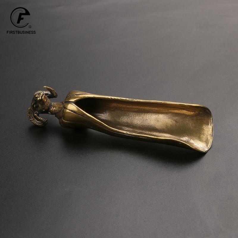 NEWEST Tea Scoops Shovel Brass Copper Goat Head Khazra Coffee Black Tea Spoon Powder Teaspoon Teaware Tea Ceremony Ice Cream