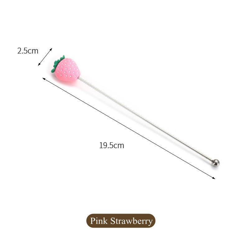 Силиконовая фруктовая головка Палочка для перемешивания из нержавеющей стали Длинная ручка Палочки для смешивания коктейлей и напитков Миксер Барная посуда Мадлер Барные аксессуары