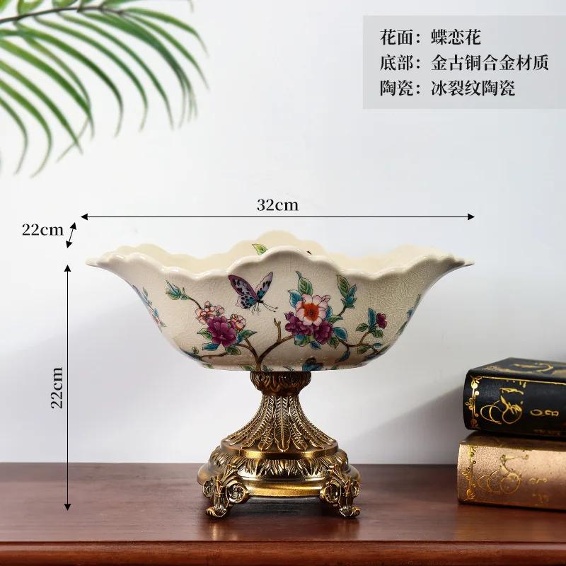 Fruit Tray Desktop Ornament Set American Ceramic Home Light Luxury Living Room European Retro High Foot Large Capacity Highgrade