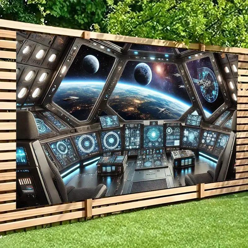 2D graphic design, 1 large background banner of the spaceship control panelDJH