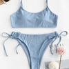 Европейские и американские женщины, сексуальный комплект из двух частей, комплект бикини Sandbeach, однотонный комплект купальников, мягкий топ с завязками по бокам, треугольный купальник, бандажный танкини, купальный костюм
