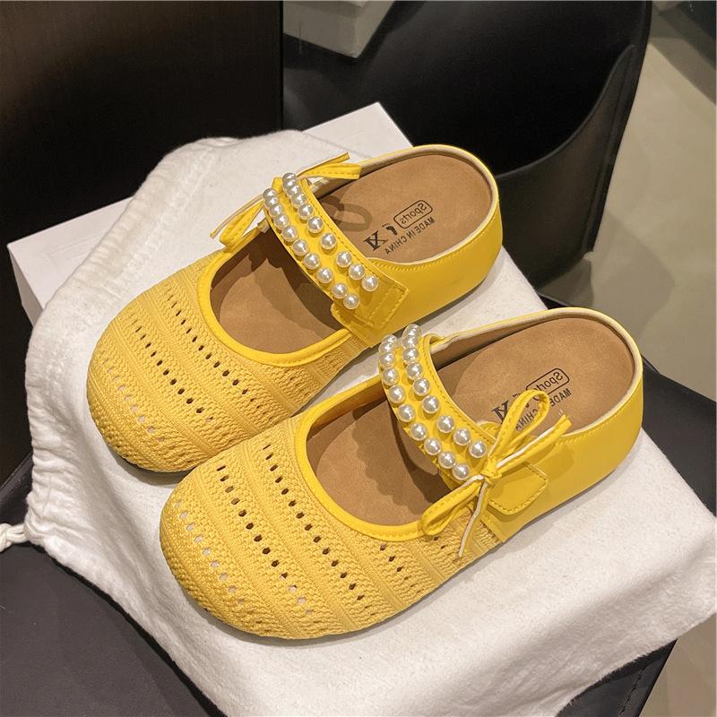 Platform-soled Boken shoes bag head half slippers women's outer wear 2025 new spring and summer one-pedal pregnant women Mary Jane cool slippers