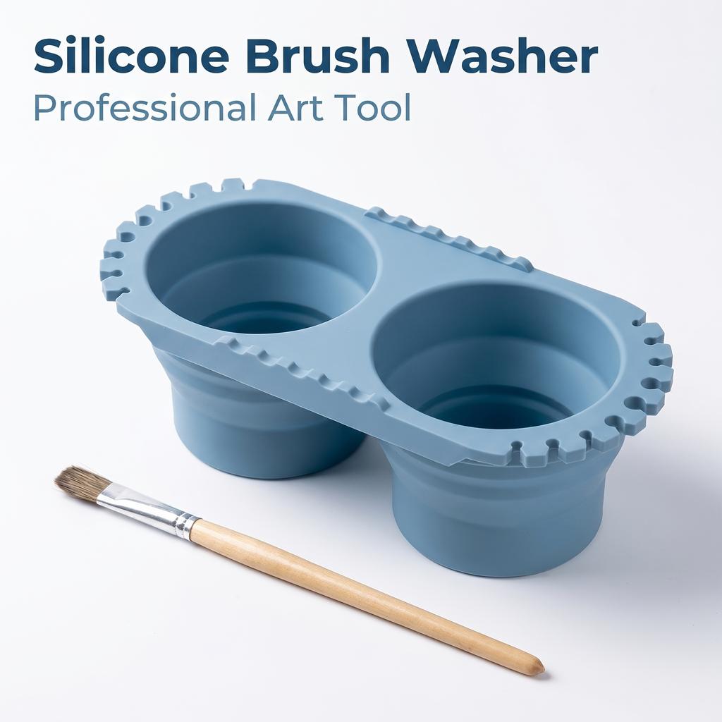 Foldable Double Layer Silicone Brush Basin Portable Cleaner Drying Rack Lightweight Bucket Artists Outdoor Sketching Supply Gift