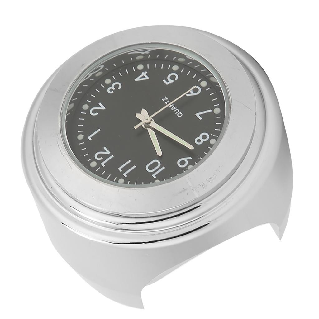 Водонепроницаемые мотоциклетные часы с хромированным покрытием, часы с циферблатом для велосипеда для рулей 7/8 дюйма - 1 дюйм, черный циферблат