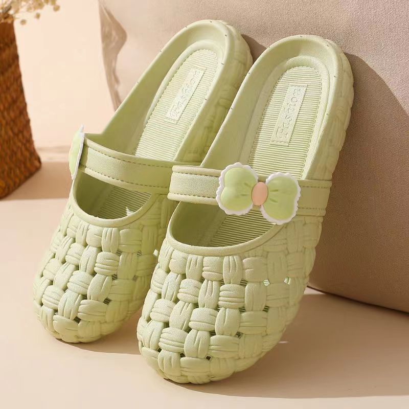 2025 летние новые дырочные туфли-мешки с головным убором женские нескользящие милые повседневные домашние туфли с мягкой подошвой для ванной комнаты дышащие