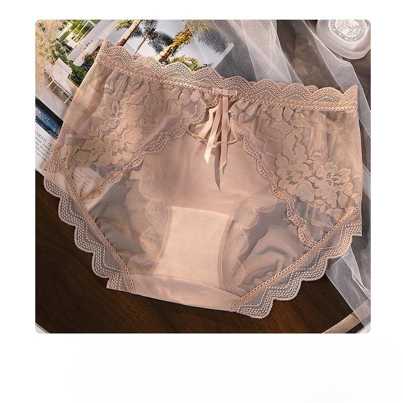 Large Size Pure Desire Sexy Lace Underwear Hollow Knickers Mesh Pure Cotton Crotch Shorts Women Panties