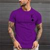 Men's Retro T-shirt Summer Men's 3D Striped Printed Short Sleeved Top