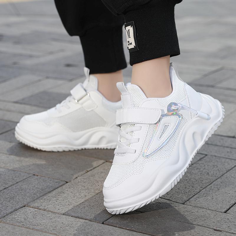 28-38 детские большие легкие дышащие модные повседневные спортивные туфли на липучке с двойной сеткой кроссовки для бега