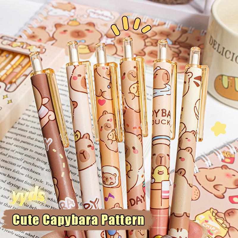6 шт. милые гелевые ручки Capybara Pressing школьные принадлежности мультфильм Capybara нейтральная ручка
