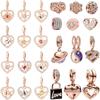 Sparkling Copper Charms Rose Gold Snowflake Heart Birthstone Bead For Women Necklace Diy Bracelet Present Jewellery