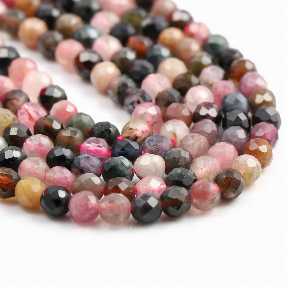 Small Beads Natural Stone Beads Tourmaline Sapphir 2,3,mm Section Loose Beads for Jewelry Making Necklace DIY Bracelet (38cm)