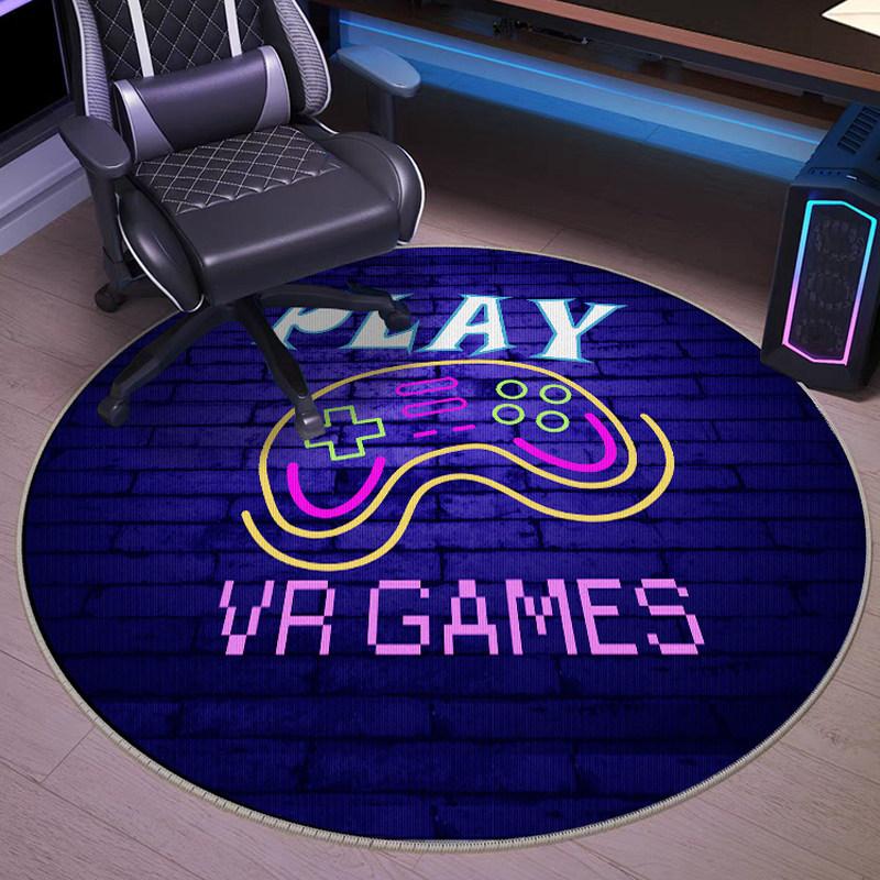 Светящийся геометрический круглый ковер с неоновой подсветкой и 3D-полигональными узорами, мягкий нескользящий ковер для игровой комнаты, гостиной