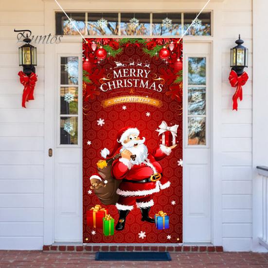 Рождественский занавес, баннер, многоразовый, легко повесить, праздничный дверной чехол для украшения дома, фотосъемка