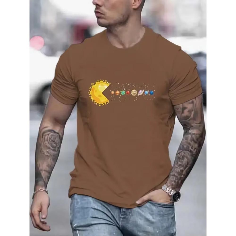 Футболки с принтом планет Солнечной системы для мужчин, Повседневная быстросохнущая дышащая футболка, Футболка с коротким рукавом для бега и тренировок