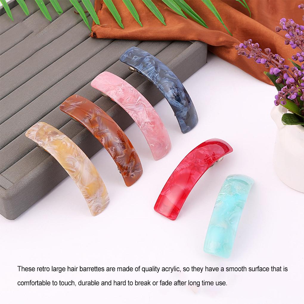 12pcs Vintage Large Thick Barrettes Women Girls Acrylic Hairpin Holder Elegant Headwear Curved Geometric Hair Clips
