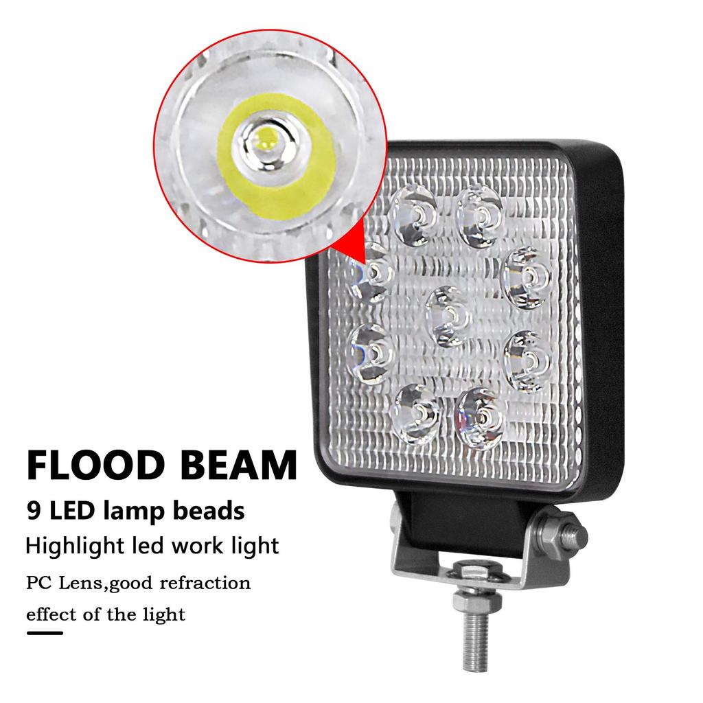 RIGIDON 27 Вт рабочий свет квадратный 4 дюйма светодиодный рабочий свет палубный свет набор из 2 светодиодных прожекторов световая панель универсальная 12 В-24 В