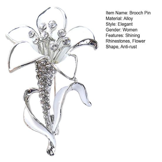 Vintage Flower Shape Brooch Pin Women Shining Rhinestone Decor Brooch Pin Elegant Scarf Clip Wedding Jewelry Accessories