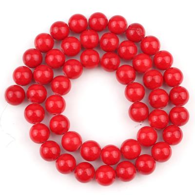 Бусины красный коралловый нефрит размер на выбор 4/6/8/10/12mm