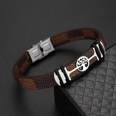 Модный креативный браслет из двухцветной кожи «Древо жизни», мужской простой браслет, праздничный подарок, ювелирные изделия
