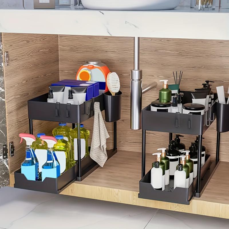 1 Set of Under Sink Organizers, 2-tier Sliding Cabinet Basket Organizer Drawers,under Sink Organizers and Storage Bathroom Kitchen Cabinet Organizers,
