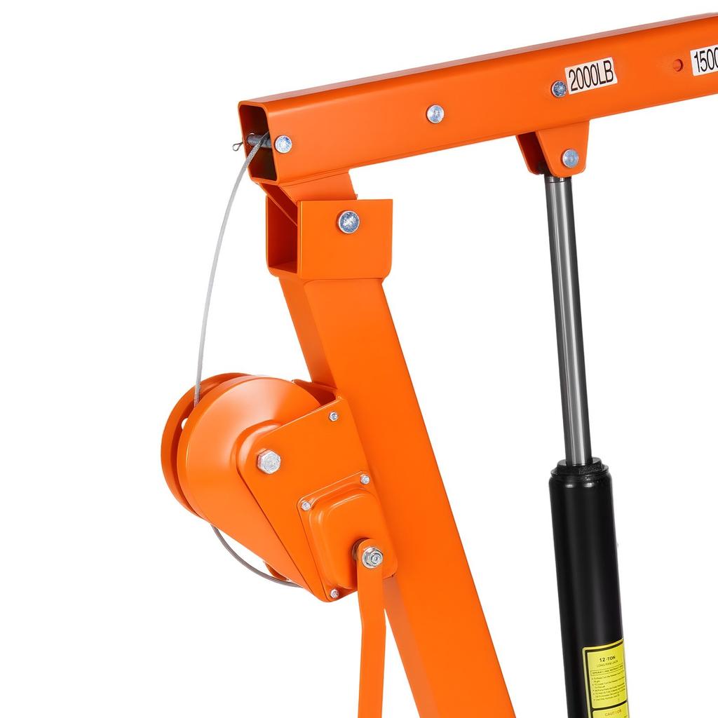 Truck Crane, 907.2 kg Manual Pickup Truck Crane Truck-Mounted with Hand Winch & 12T Hydraulic Jack, 360° Rotating Telescopic Boom, Foldable Truck Bed